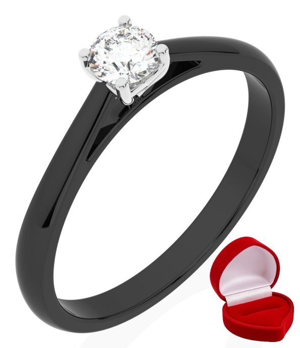 ZŁOTY PIERŚCIONEK ZARĘCZYNOWY 585 14k BRYLANT 0,19 ct CZARNE ZŁOTO R0