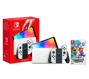 Nintendo Switch OLED Biały + Super Mario Bros. Wonder - Konsole Nintendo - miniaturka - grafika 1