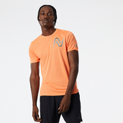 Koszulki męskie - Koszulka New Balance MT21277VO2  pomarańczowe - miniaturka - grafika 1