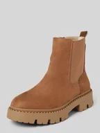 Botki damskie - Buty chelsea z imitacji skóry z wyściółką - miniaturka - grafika 1