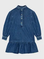 Sukienki i spódniczki dla dziewczynek - Tommy Hilfiger Sukienka jeansowa Denim Frill Collar KG0KG07026 D Niebieski Regular Fit - miniaturka - grafika 1