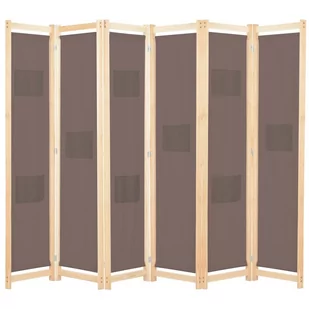 Parawan 6-panelowy, brązowy, 240 x 170 x 4 cm, tkanina - Parawany - miniaturka - grafika 1