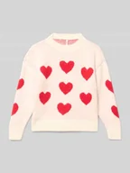 Swetry dla dziewczynek - Sweter z dzianiny o luźnym kroju ze wzorem na całej powierzchni model ‘NAJA’ - miniaturka - grafika 1