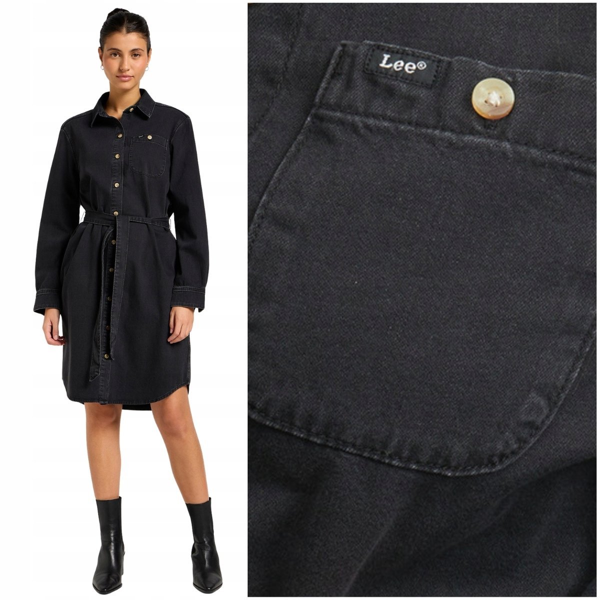 Lee ALL PURPOSE SHIRT DRESS Last Act czarna jeansowa sukienka damska L