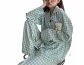 Piżamy damskie - damska PIŻAMA rozpinana KOMPLET koszula i spodnie do szpitala sanatorium L - miniaturka - grafika 1