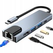 Huby USB - Adapter Hub Usb C 3.0 Tf Hdmi 4K Pd Lan 5W1 Rj45 - miniaturka - grafika 1