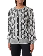 Swetry damskie - LEOMIA Damski kardigan 10425116-LE02, wełniany biały czarny, XL/XXL, wełniany biały czarny, XL-XXL - miniaturka - grafika 1