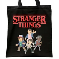 Torby i wózki na zakupy - Torba bawełniana czarna Stranger Things Eleven Hawkins Dla Fanów Serialu - miniaturka - grafika 1