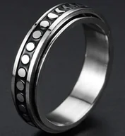 Pierścionki - Srebrny Pierścionek Obrotowy Spinner Księżyce Koła Stal Szlachetna - miniaturka - grafika 1