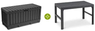 Zestaw balkonowy skrzynia KENTWOOD 350 L /stół LYON Graphite - Skrzynie ogrodowe - miniaturka - grafika 1