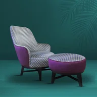 Fotele - Fotel i podnóżek Vito Oliv, tapicerowany, unikatowy - miniaturka - grafika 1
