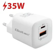 Ładowarki do telefonów - Qoltec Ładowarka sieciowa 35W GaN ULTRA | 2xUSB | Biała - miniaturka - grafika 1