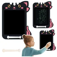 Prace ręczne dla dzieci - Znikopis Tablica Do Rysowania Pisania LCD Rysik Kot Czarny LEAN Toys - miniaturka - grafika 1