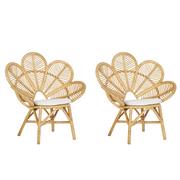 Fotele i krzesła ogrodowe - Beliani Zestaw 2 foteli paw rattanowy beżowy FLORENTINE - miniaturka - grafika 1