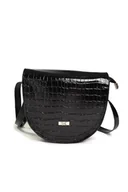 Torebki damskie - Czarna listonoszka półksiężyc krokodyl - miniaturka - grafika 1