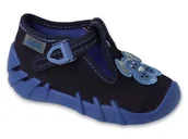 Buty dla chłopców - Kapcie dziecięce chłopięce domowe na zapinki granatowe Befado 110P500-25 - miniaturka - grafika 1