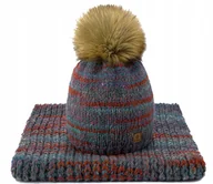 Czapki damskie - Damski Komplet Czapka i Komin Szalik Woolk Marina - miniaturka - grafika 1