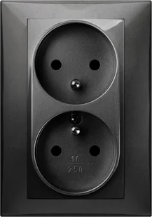 Elektro-Plast Vestra Gniazdo podwójne 2x2P+Z monolit z ramką podtynkowe IP20 czarny 3835-09 - Gniazdka elektryczne - miniaturka - grafika 1