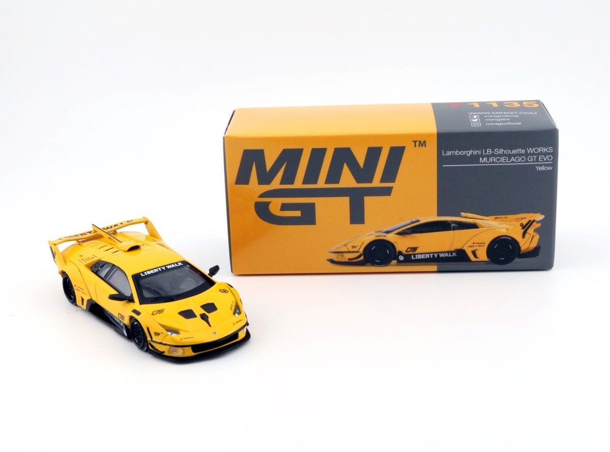MINI GT Lamborghini Murcielago GT EVO LB-Silhouette Works Yellow LHD MGT01135-L MiniGT