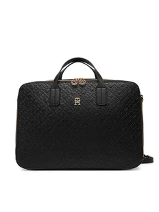 Tommy Hilfiger Torba na laptopa Th Icon Laptop Bag Mono AW0AW18003 Czarny - Torby na laptopy - miniaturka - grafika 1