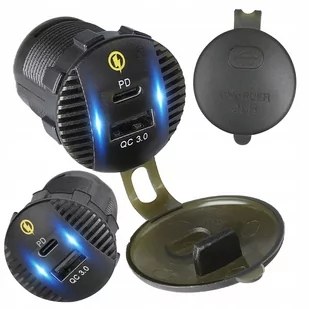 ŁADOWARKA DO SAMOCHODU MOTOR KAMPER LED PD QC3.0 USB-C USB 3,4A 12V 24V 18W - Ładowarki samochodowe - miniaturka - grafika 1