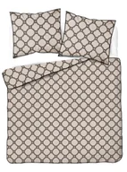 Pościel - Pościel perkal z bizą 160x200 5592b beżowo-czarna - miniaturka - grafika 1