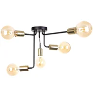 Lampy sufitowe - KET Sufitowa  metalowa oprawa loftowa sticks czarna złota KET1158 - miniaturka - grafika 1