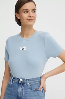 Koszulki sportowe damskie - Calvin Klein Jeans t-shirt damski kolor niebieski - grafika 1