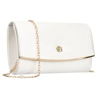 Torebki damskie - Kopertówka damska wykonana z tkaniny syntetycznej w białym kolorze, zawieszona na łańcuszku - Rovicky - miniaturka - grafika 1