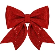 Ozdoby bożonarodzeniowe - Kokardka na choinkę brokatowa 20 cm ozdoba świąteczna zawieszka czerwona - miniaturka - grafika 1