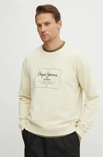 Pepe Jeans bluza bawełniana SIMON męska kolor beżowy z nadrukiem PM582721 - Bluzy męskie - miniaturka - grafika 1
