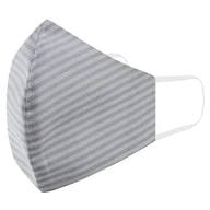 Maseczki ochronne i antywirusowe - Maseczka wykonana z bawełny - dziubek - szara w paski - EM Men's Accessories - miniaturka - grafika 1