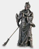 Figurki dekoracyjne - Azjatycki Wojownik Chiński Generał Guan Yu Duża Rzeźba z Brązu - miniaturka - grafika 1