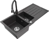 Zlewozmywaki z baterią - Mexen Andres zlewozmywak granitowy 1,5-komorowy z ociekaczem i baterią kuchenną Elia, czarny nakrapiany - 6515-76-670101-76 - miniaturka - grafika 1