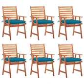 Fotele i krzesła ogrodowe - vidaXL Krzesła ogrodowe z poduszkami, 6 szt., lite drewno akacjowe! 3078366 - miniaturka - grafika 1