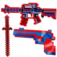Klocki - MINECRAFT ZESTAW Z GRY 3w1 MIECZ ŚWIETLNY ŚWIECI KARABIN PISTOLET DŹWIĘKI - miniaturka - grafika 1