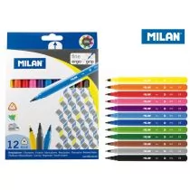 MILAN Flamastry trójkątne cienkie 12 kolorów - Artykuły biurowe - miniaturka - grafika 2