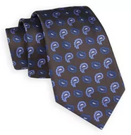 Krawaty i muchy męskie - Brązowy Elegancki Krawat -Angelo di Monti- 7 cm, Męski, w Niebiesko-Granatowy Wzór Paisley, Łezki - miniaturka - grafika 1