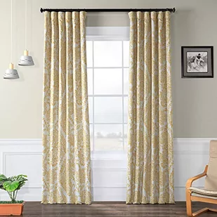 HPD Half Price Drapes Zasłona zaciemniająca do pokoju z nadrukiem 50 x 96 (1 panel), BOCH-KC16072C-96, herbata Time żółte złoto - Herbata - miniaturka - grafika 1