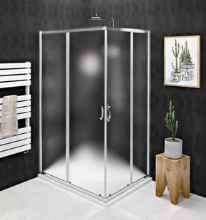 GELCO Kabina prysznicowa prostokątna narożna SIGMA SIMPLY drzwi przesuwne 90x100x190 chrom szkło szkło matowe BRICK z powłoką Coated Glass GS2410GS2490 - Kabiny prysznicowe - miniaturka - grafika 1