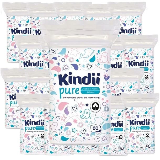 Cleanic Kindii Płatki Pure Kosmetyczne Bawełniane Dla Niemowląt 20 x 60 szt