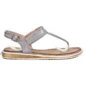 Sandały damskie - S. BARSKI Sandały Japonki S.BARSKI szare - miniaturka - grafika 1