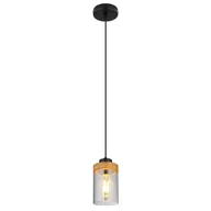 Lampy sufitowe - Globo Finca 15557H lampa wisząca zwis 1x40W E27 dymiona/drewniana - miniaturka - grafika 1