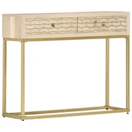 Konsole i sekretarzyki - vidaXL Stolik typu konsola złoty 90x30x75cm lite drewno mango 286505 - miniaturka - grafika 1