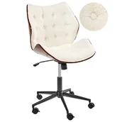Fotele i krzesła biurowe - Beliani Krzesło obrotowe LOMPOC Boucle Złamana biel - miniaturka - grafika 1
