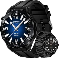 Smartwatch - Veltori VT150-1 Czarny Pasek Silikonowy + Czarna Bransoleta - miniaturka - grafika 1