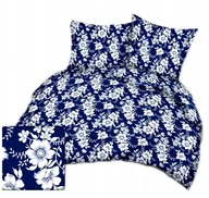 Pościel - pościel bawełna lux 220x220 + 2 poszewka B 343-1 kwiaty białe na niebieskim - miniaturka - grafika 1