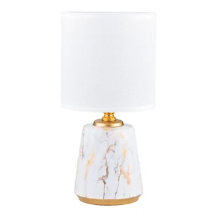 Marmurkowa lampka stołowa, biały abażur HS8605-WH z serii STOŁOWA - Lampy stojące - miniaturka - grafika 1