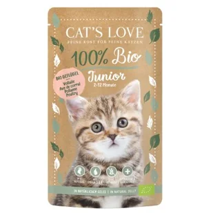 CAT'S LOVE organiczna mokra karma dla kota junior w galaretce Drób 24x100 g - Mokra karma dla kotów - miniaturka - grafika 1