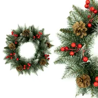 Ozdoby bożonarodzeniowe - Wianek ośnieżony z Jarzębiną i szyszkami 40 cm Podkład na drzwi stół - miniaturka - grafika 1